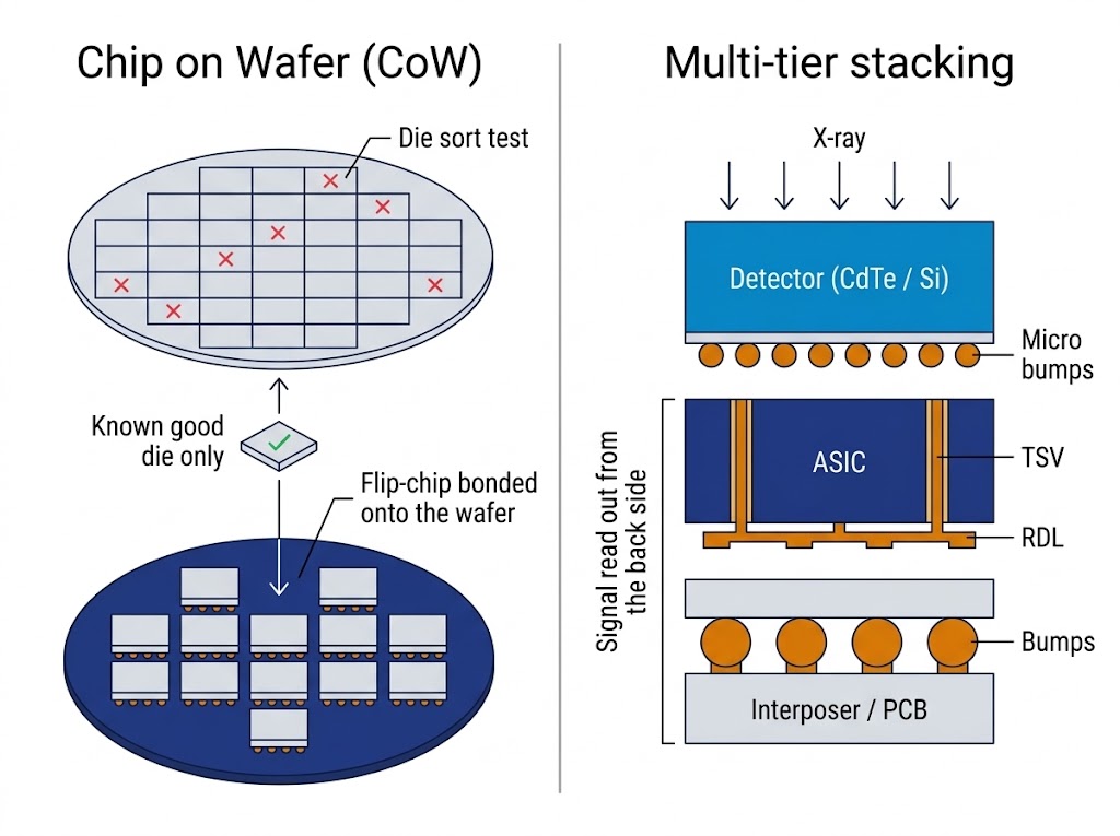 Chip on Waferと多段積層の工程概念図